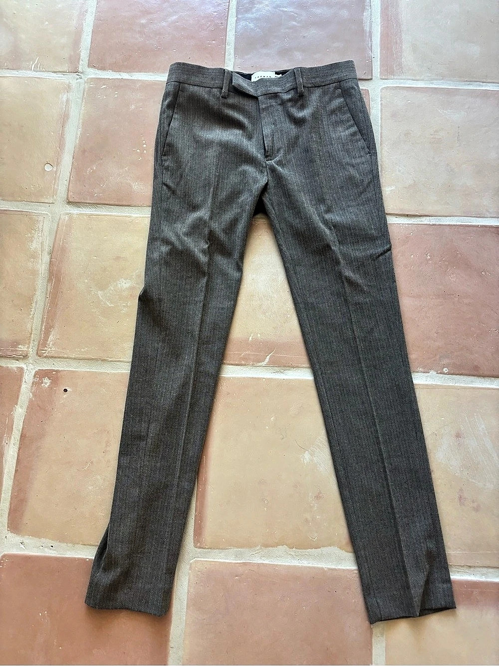 Topman Men's Herringbone Dress Pants W30 L30 Brown